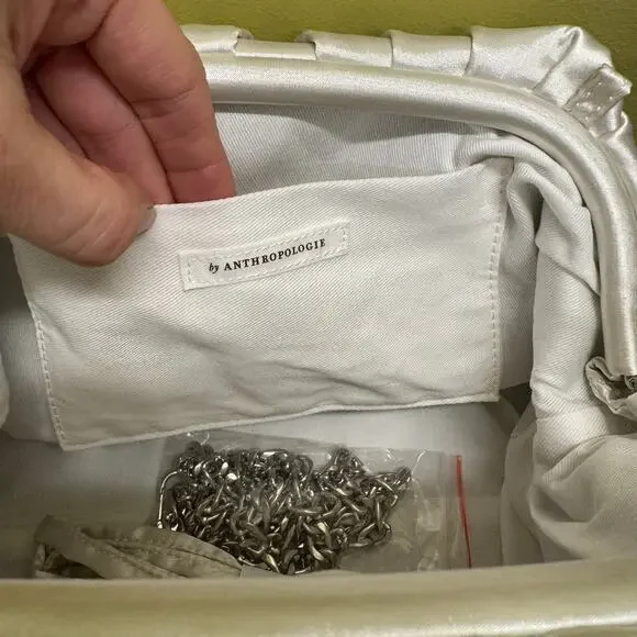 Anthropologie BHLDN Frankie Clutch Pearl Edition White Bridal Black Tie - Picture 8 of 12